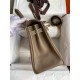 Hermes Kelly Retourne 28 Handmade Bag In Taupe Clemence Leather