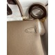 Hermes Kelly Retourne 28 Handmade Bag In Taupe Clemence Leather