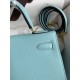 Hermes Kelly Sellier 28 Handmade Bag In Blue Atoll Epsom Calfskin