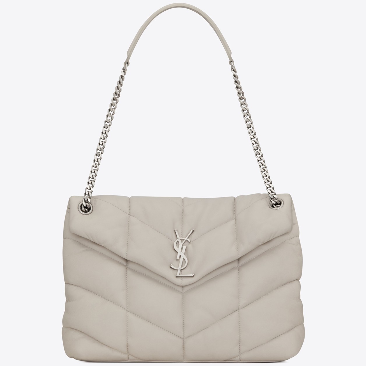 Saint Laurent Puffer Small Chain Bag In Ivory Lambskin