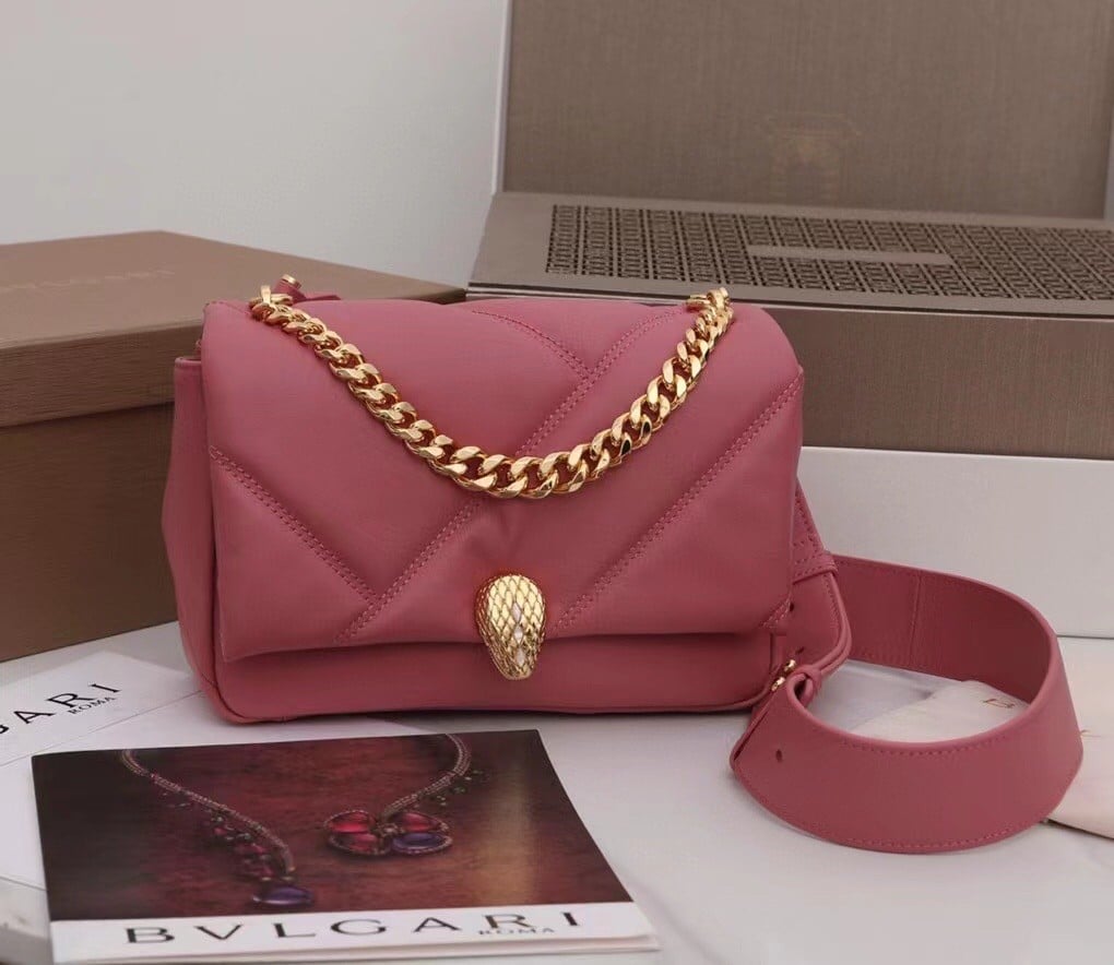 Bvlgari Serpenti Cabochon Small Bag In Pink Leather