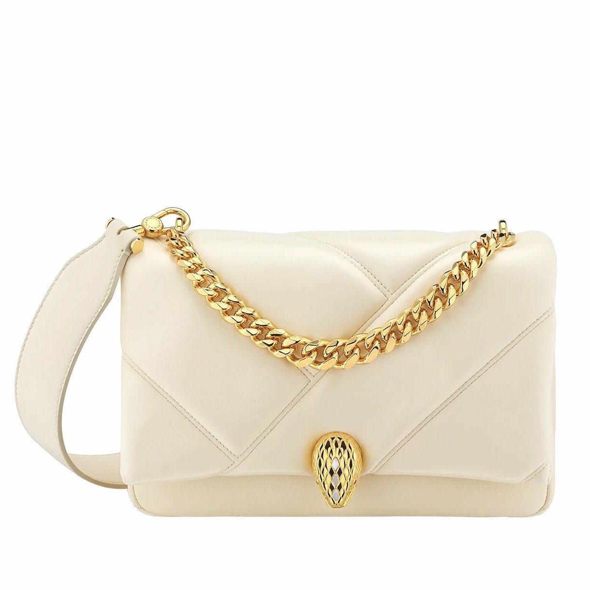 Bvlgari Serpenti Cabochon Small Bag In White Leather