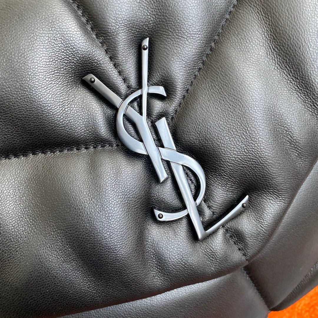 Saint Laurent Puffer Medium Chain All Black Bag In Lambskin