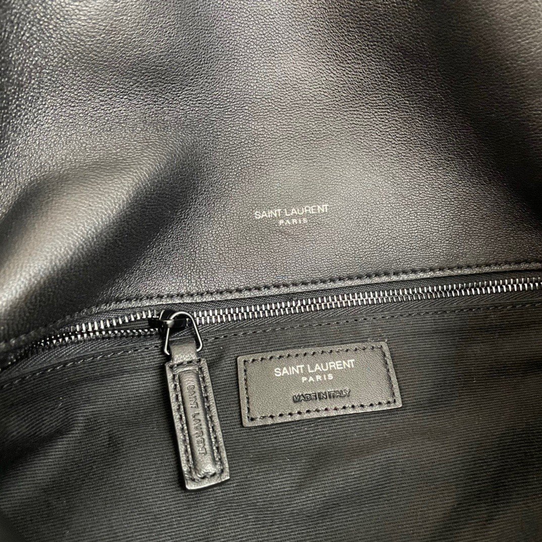 Saint Laurent Puffer Medium Chain All Black Bag In Lambskin