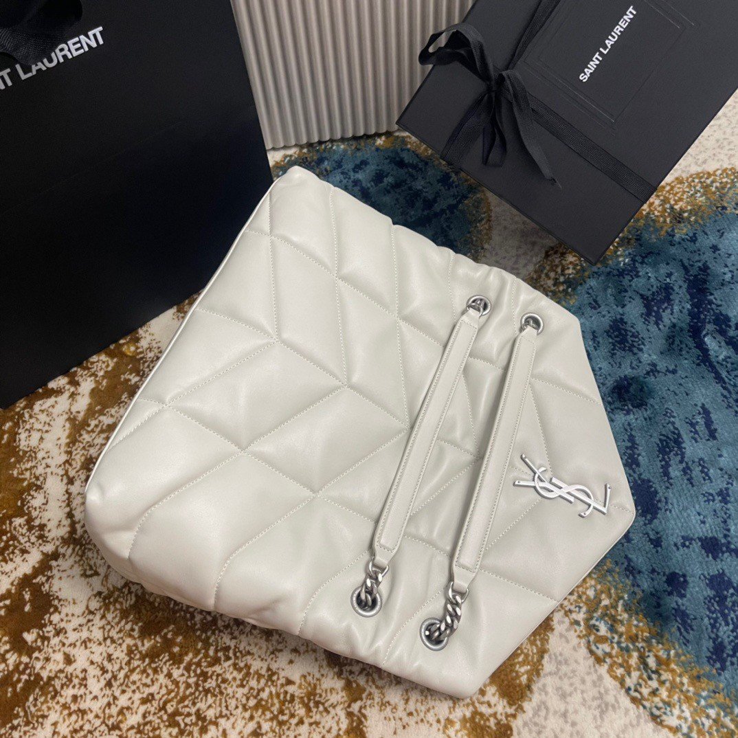 Saint Laurent Puffer Medium Chain Bag In Ivory Lambskin