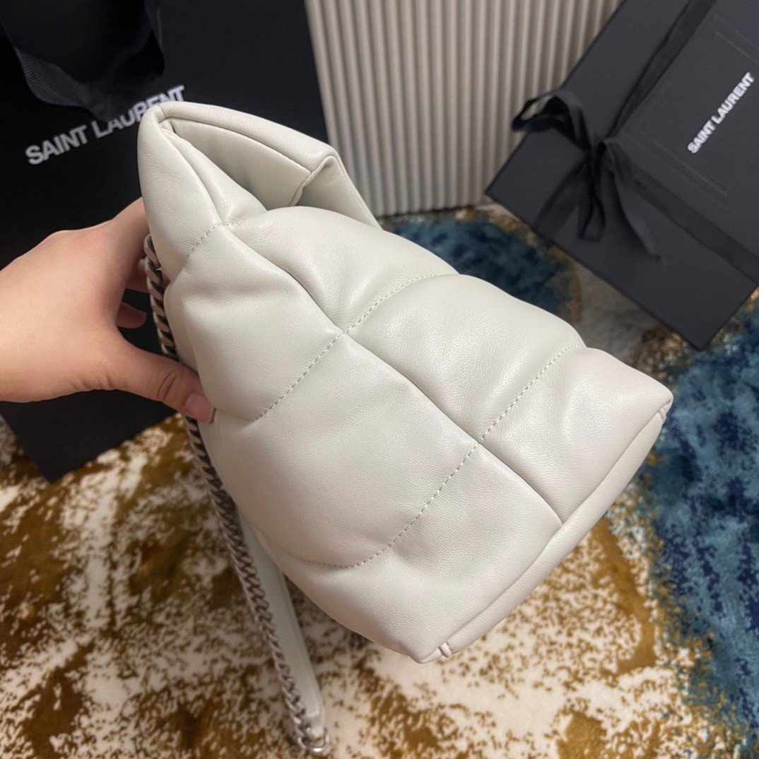 Saint Laurent Puffer Medium Chain Bag In Ivory Lambskin