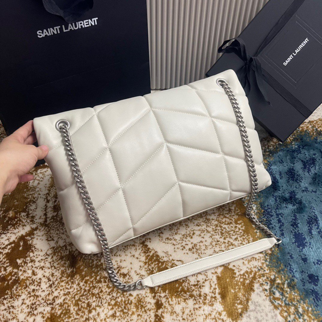 Saint Laurent Puffer Medium Chain Bag In Ivory Lambskin