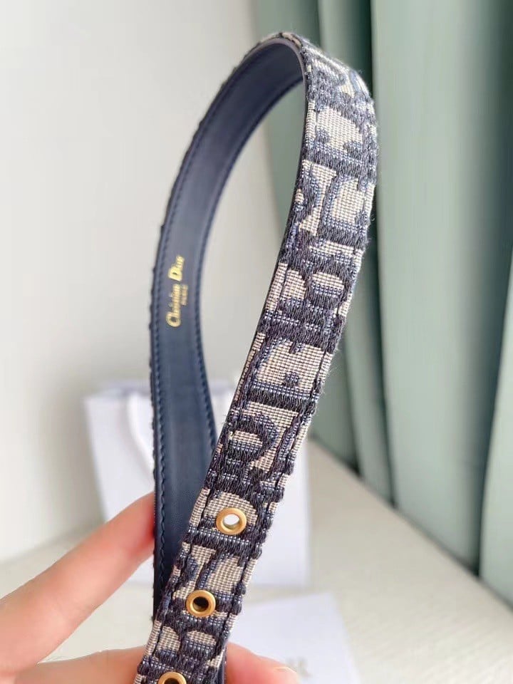 Dior Saddle 20MM Belt In Blue Dior Oblique Jacquard