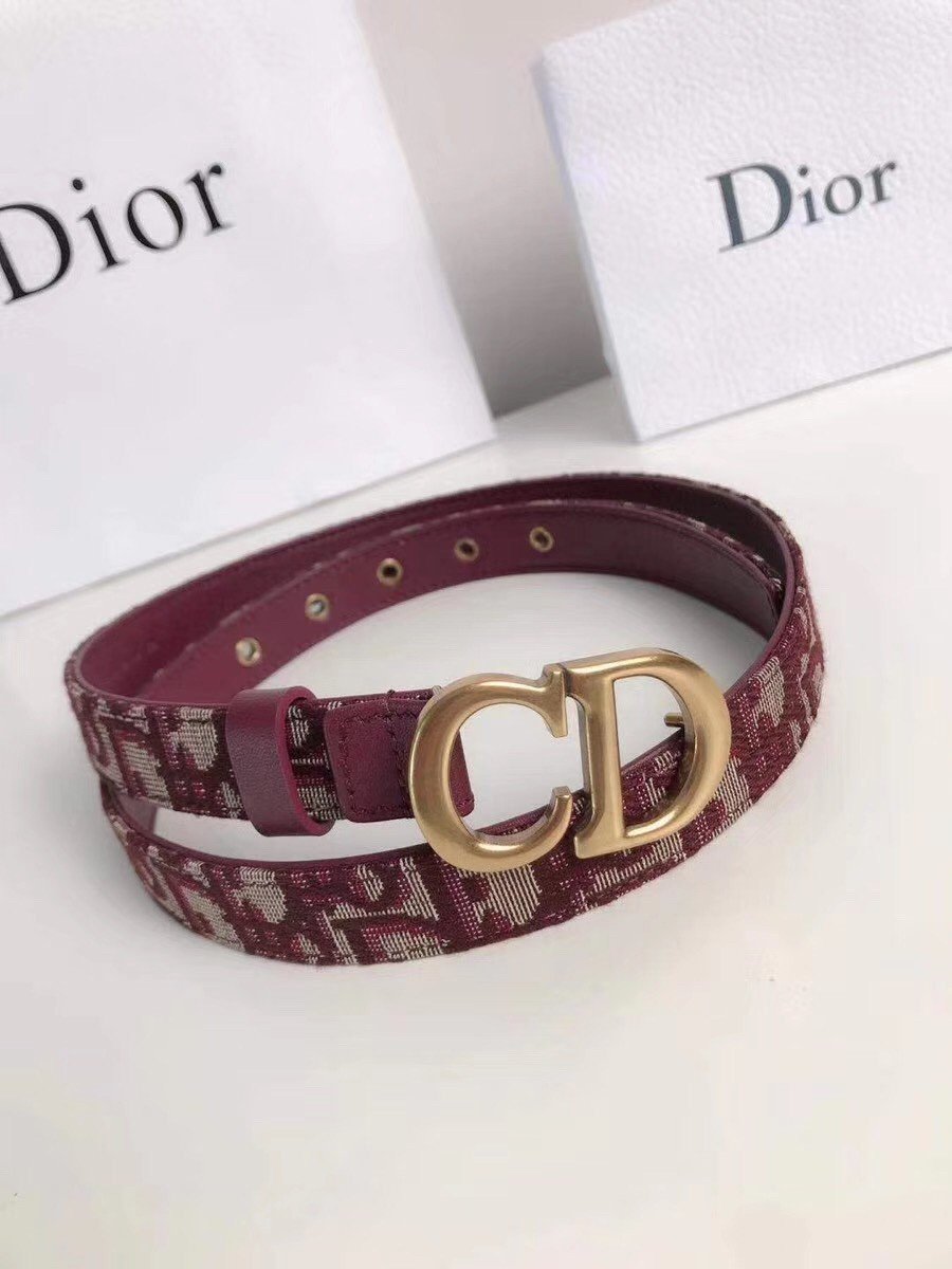 Dior Saddle 20MM Belt In Bordeaux Dior Oblique Jacquard