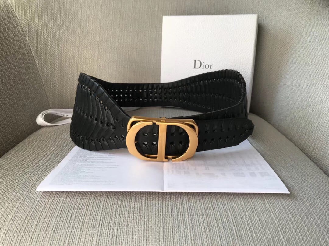 Dior 30 Montaigne 40MM Belt In Black Calfskin