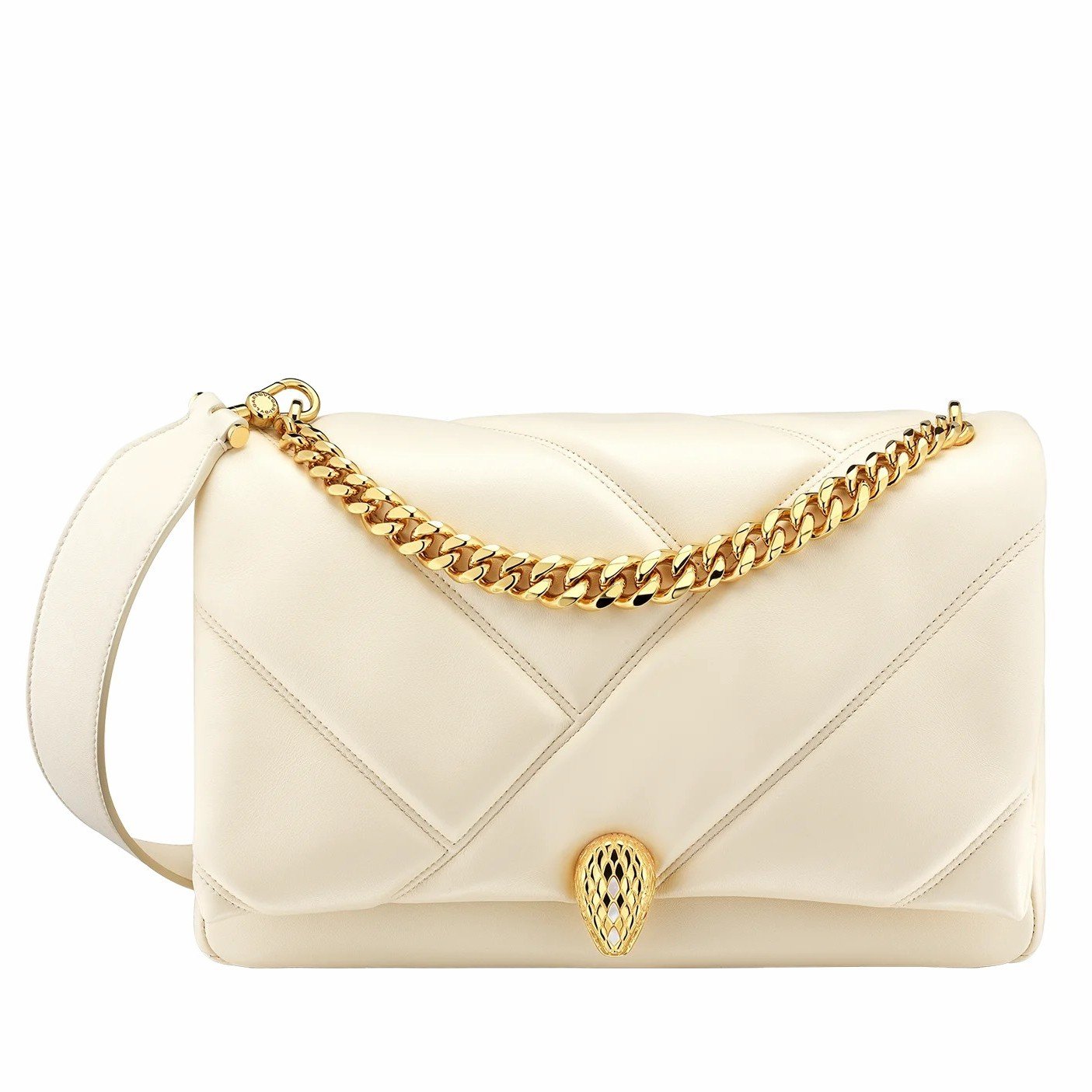 Bvlgari Serpenti Cabochon Medium Bag In White Calfskin