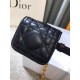 Dior Caro 15MM Belt with Removable Pouch in Black Calfskin