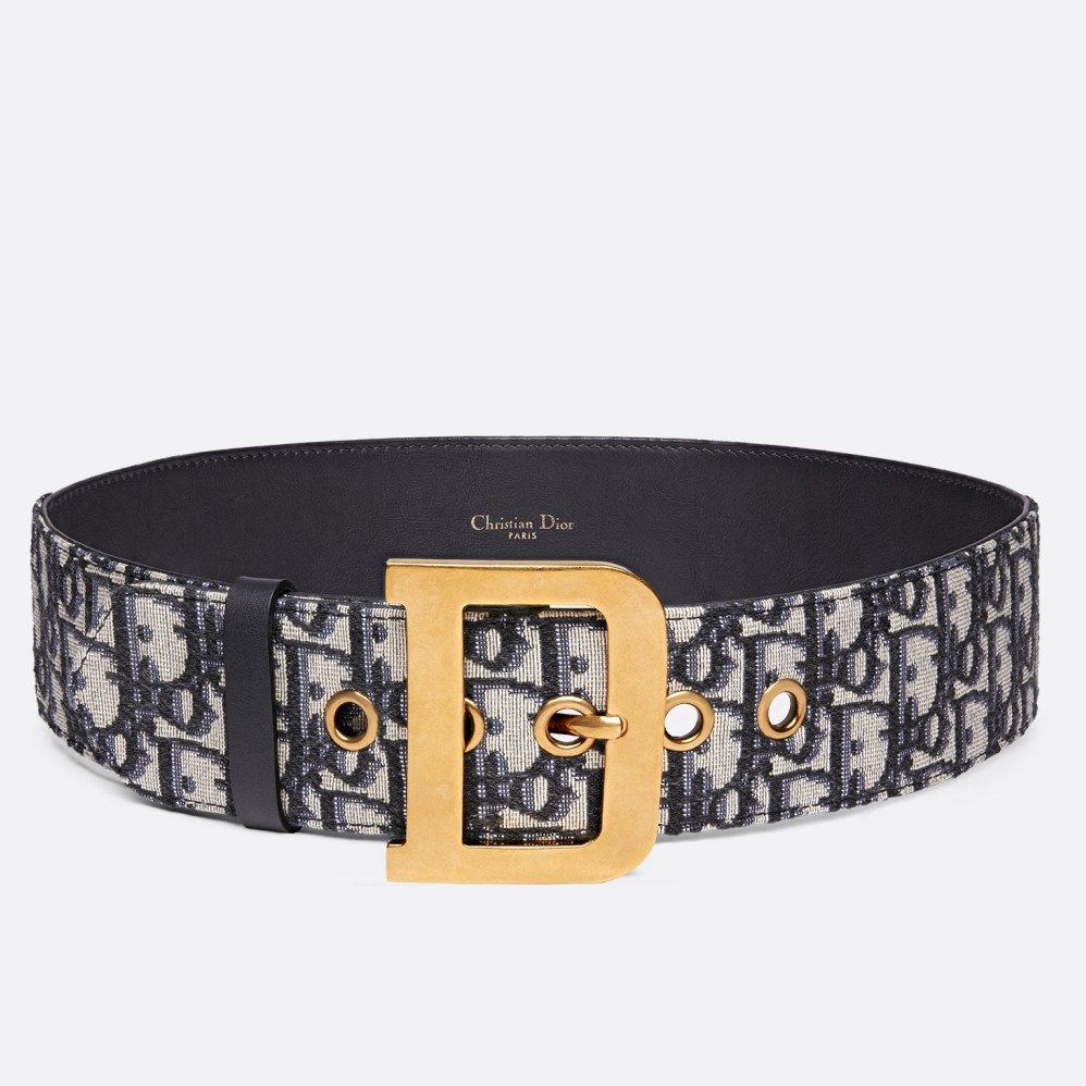 Dior Diorquake 55MM Belt In Blue Oblique Canvas