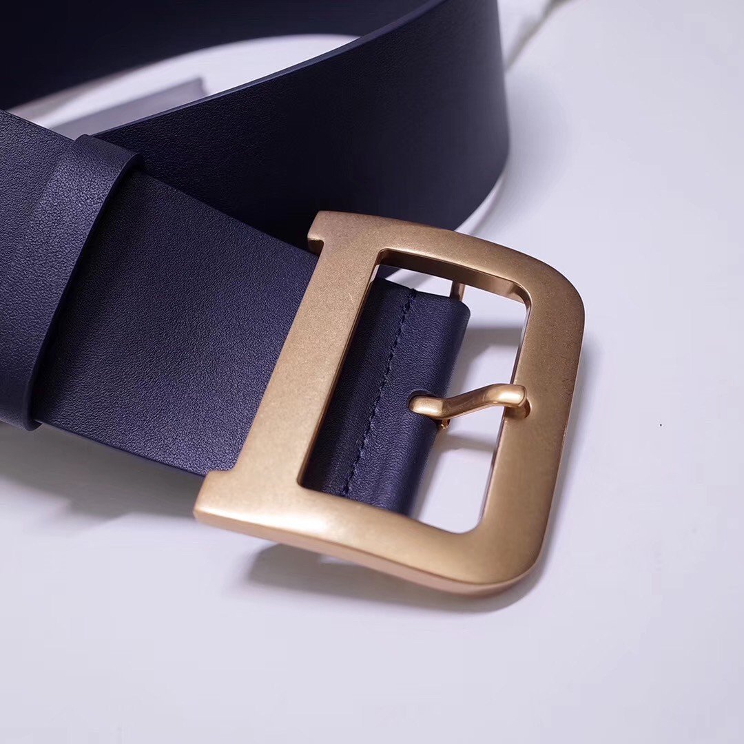 Dior Diorquake 55MM Belt In Dark Blue Calfskin