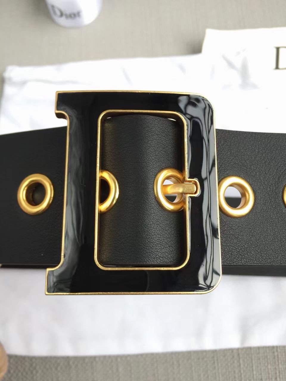 Dior Diorquake 55MM Belt In Black Smooth Calfskin