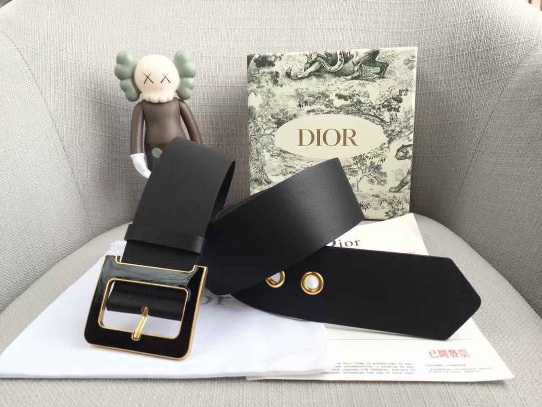 Dior Diorquake 55MM Belt In Black Smooth Calfskin