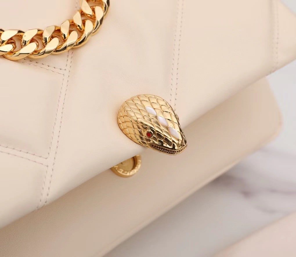 Bvlgari Serpenti Cabochon Medium Bag In White Calfskin