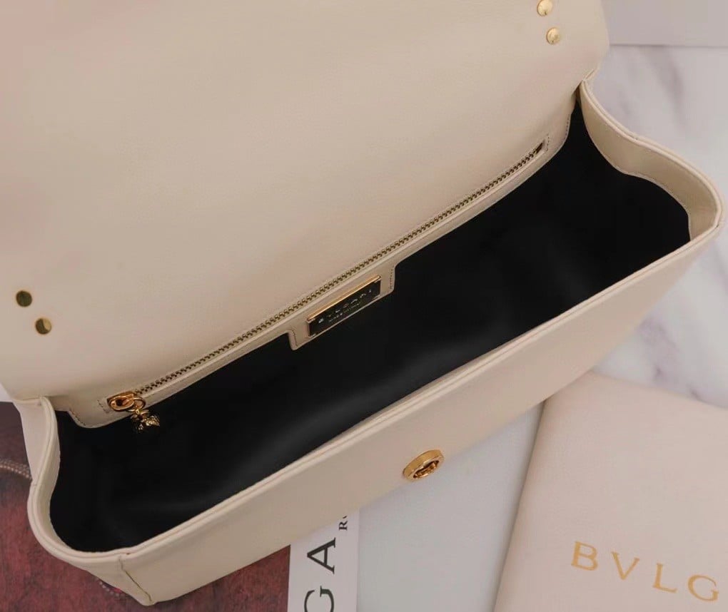 Bvlgari Serpenti Cabochon Medium Bag In White Calfskin