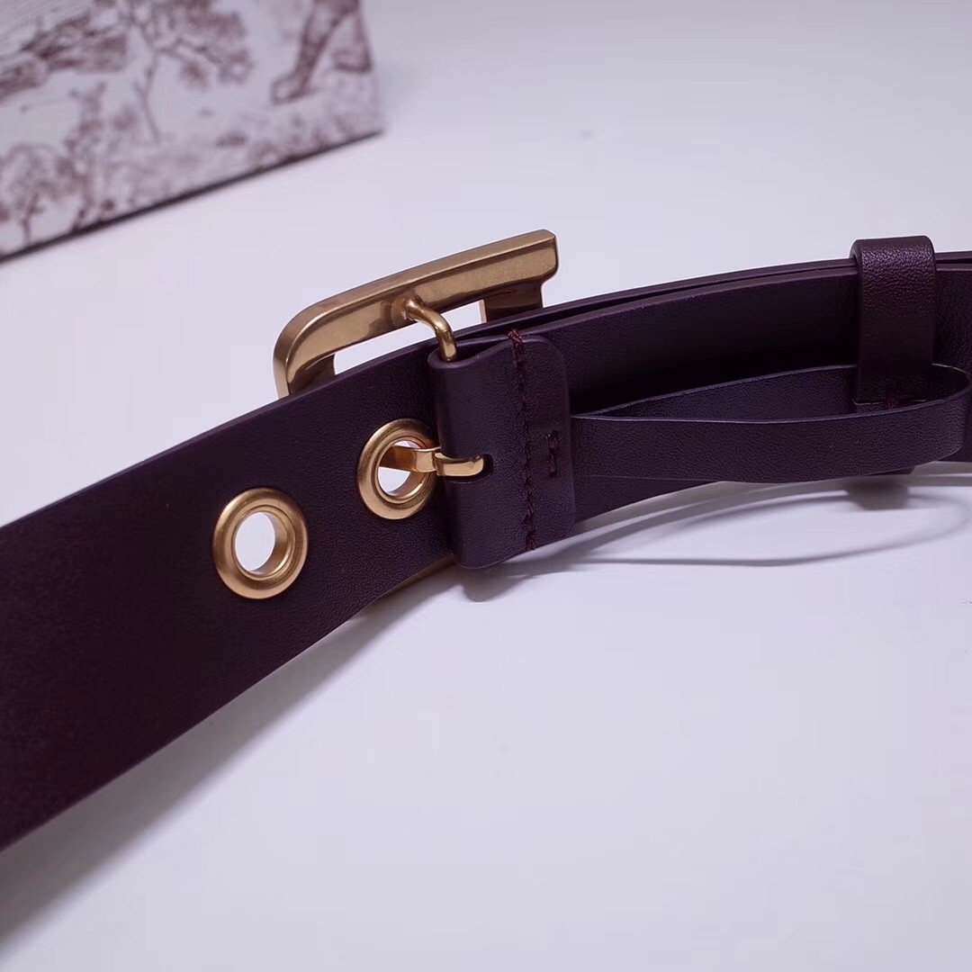 Dior Diorquake 35MM Belt In Bordeaux Calfskin