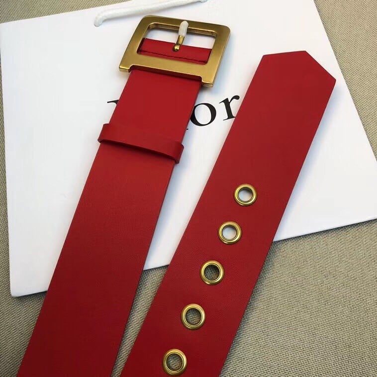 Dior Diorquake 35MM Belt In Red Calfskin