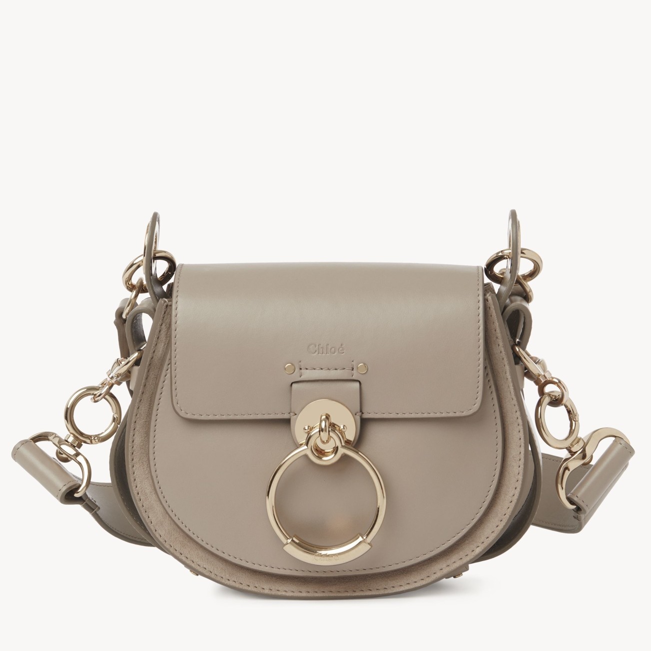 Chloe Small Tess Shoulder Bag In Grey Calfskin