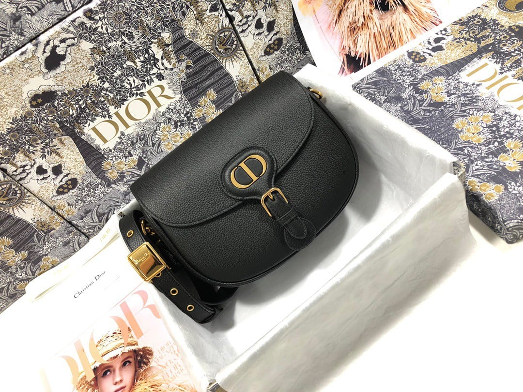 Dior Bobby Medium Bag In Black Grained Calfskin