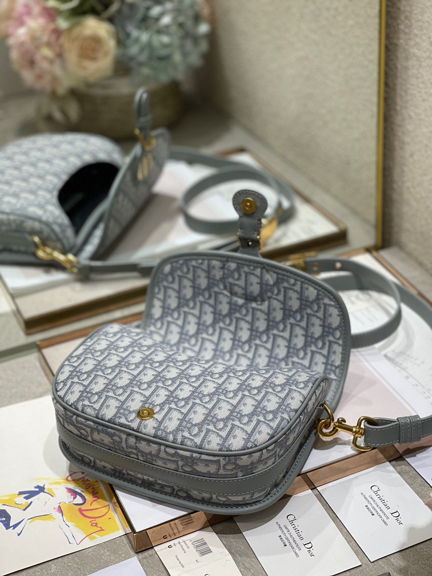 Dior Bobby Medium Bag In Grey Dior Oblique Jacquard