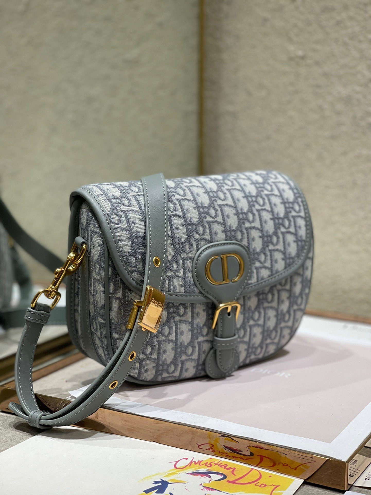 Dior Bobby Medium Bag In Grey Dior Oblique Jacquard