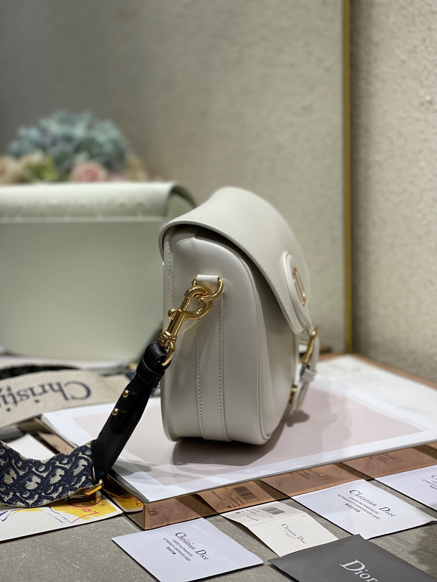 Dior Bobby Large Bag In White Box Calfskin