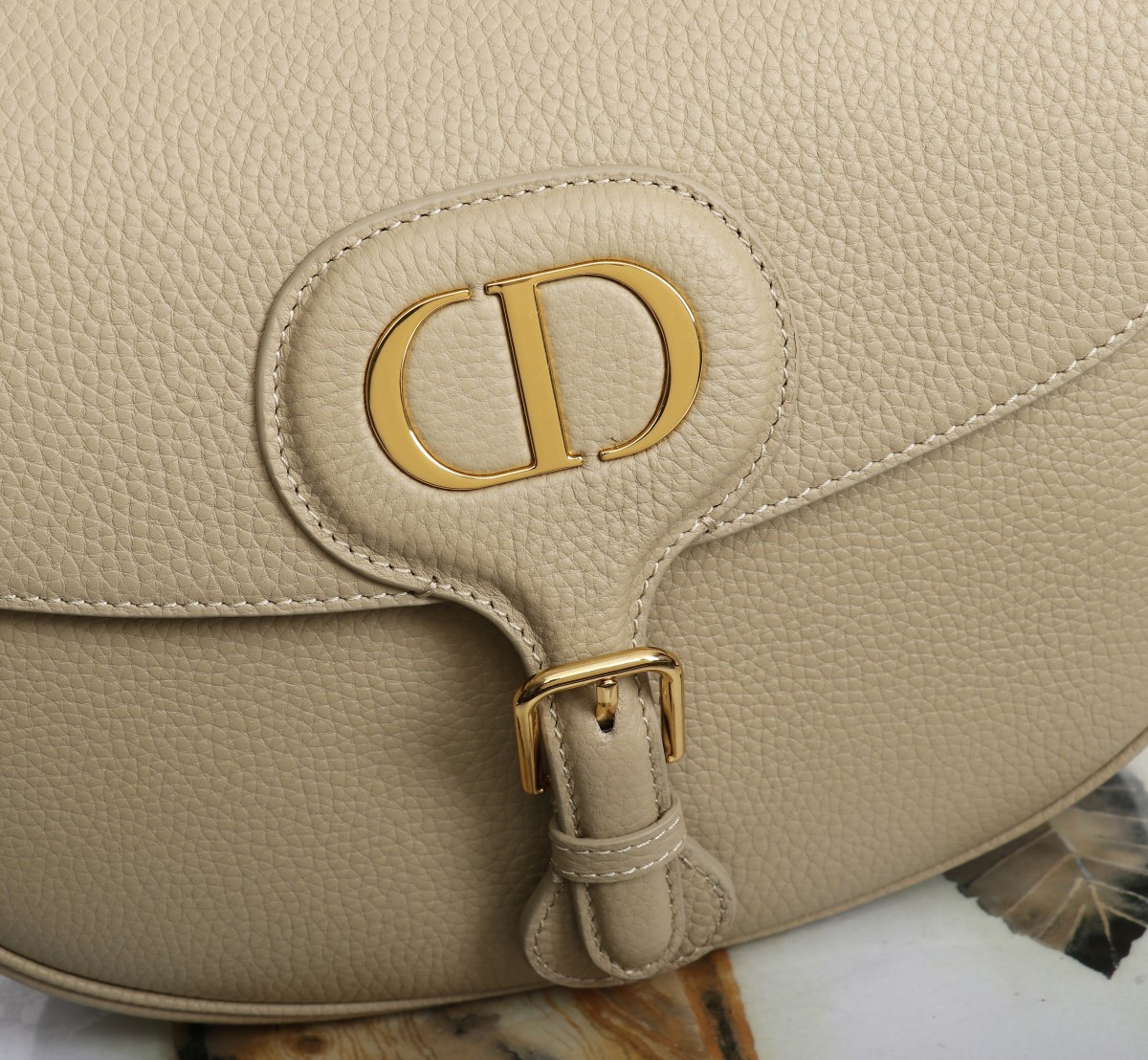 Dior Bobby Large Bag In Beige Grained Calfskin