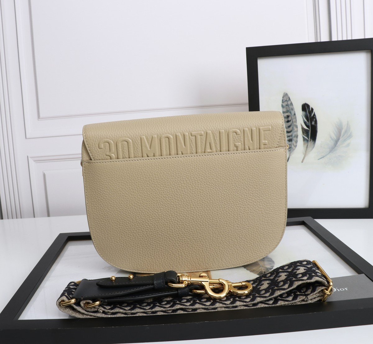 Dior Bobby Large Bag In Beige Grained Calfskin