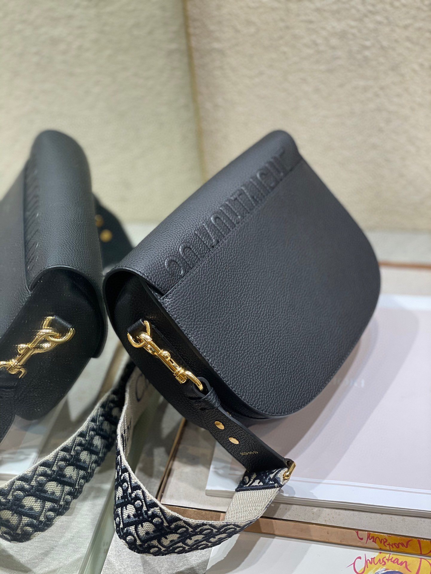 Dior Bobby Large Bag In Black Grained Calfskin