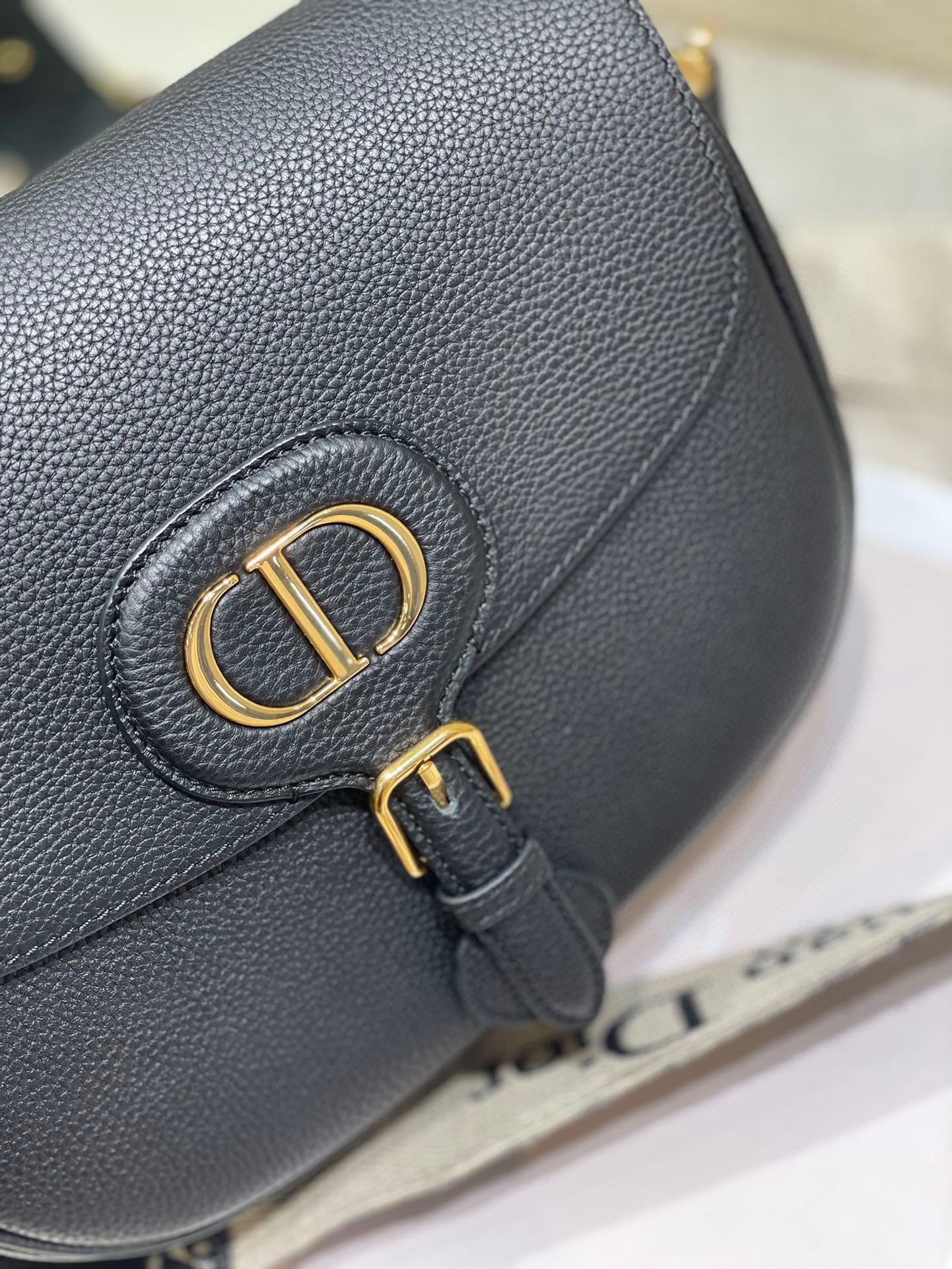 Dior Bobby Large Bag In Black Grained Calfskin