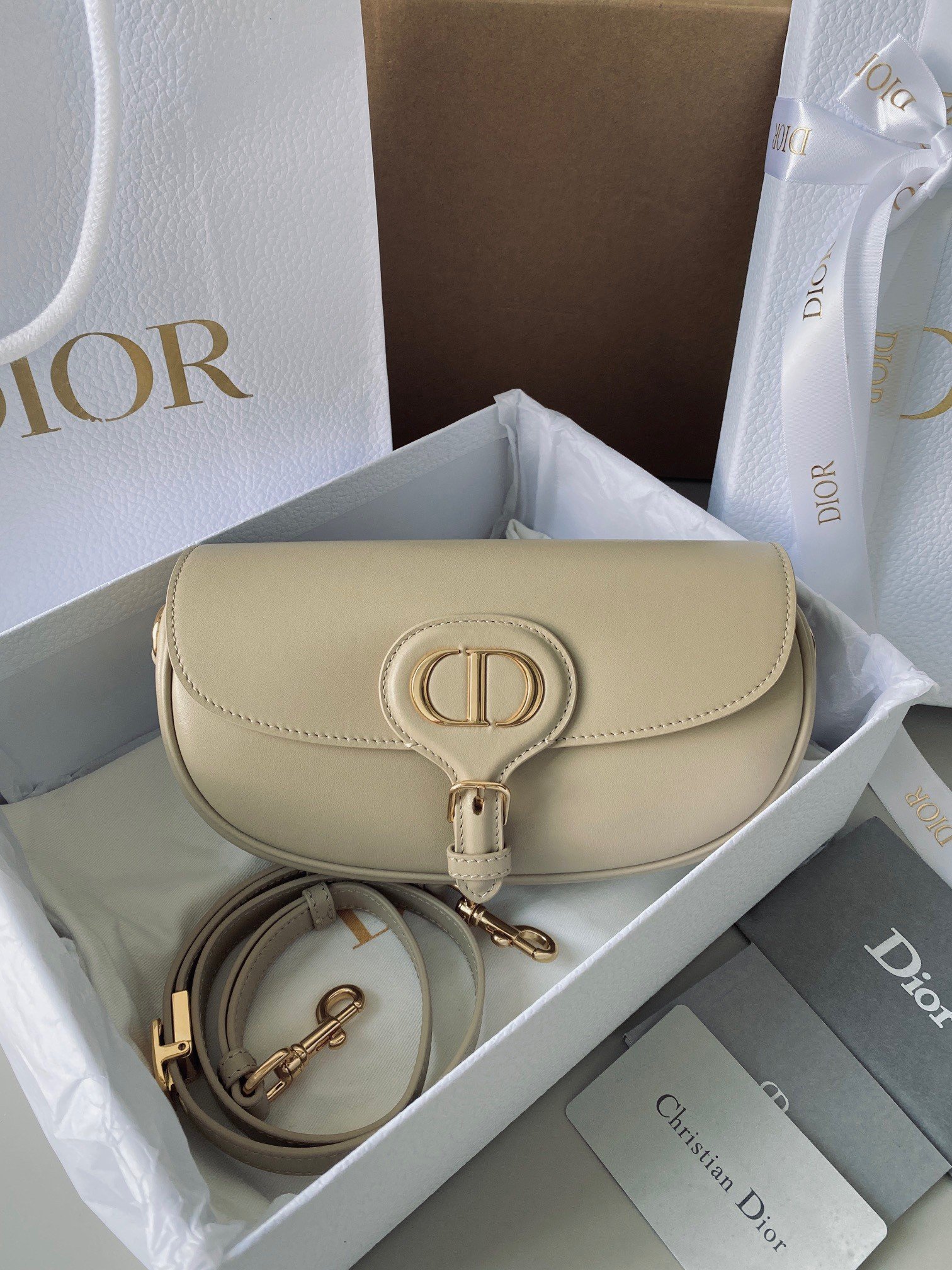 Dior Bobby East-West Bag In Beige Box Calfskin