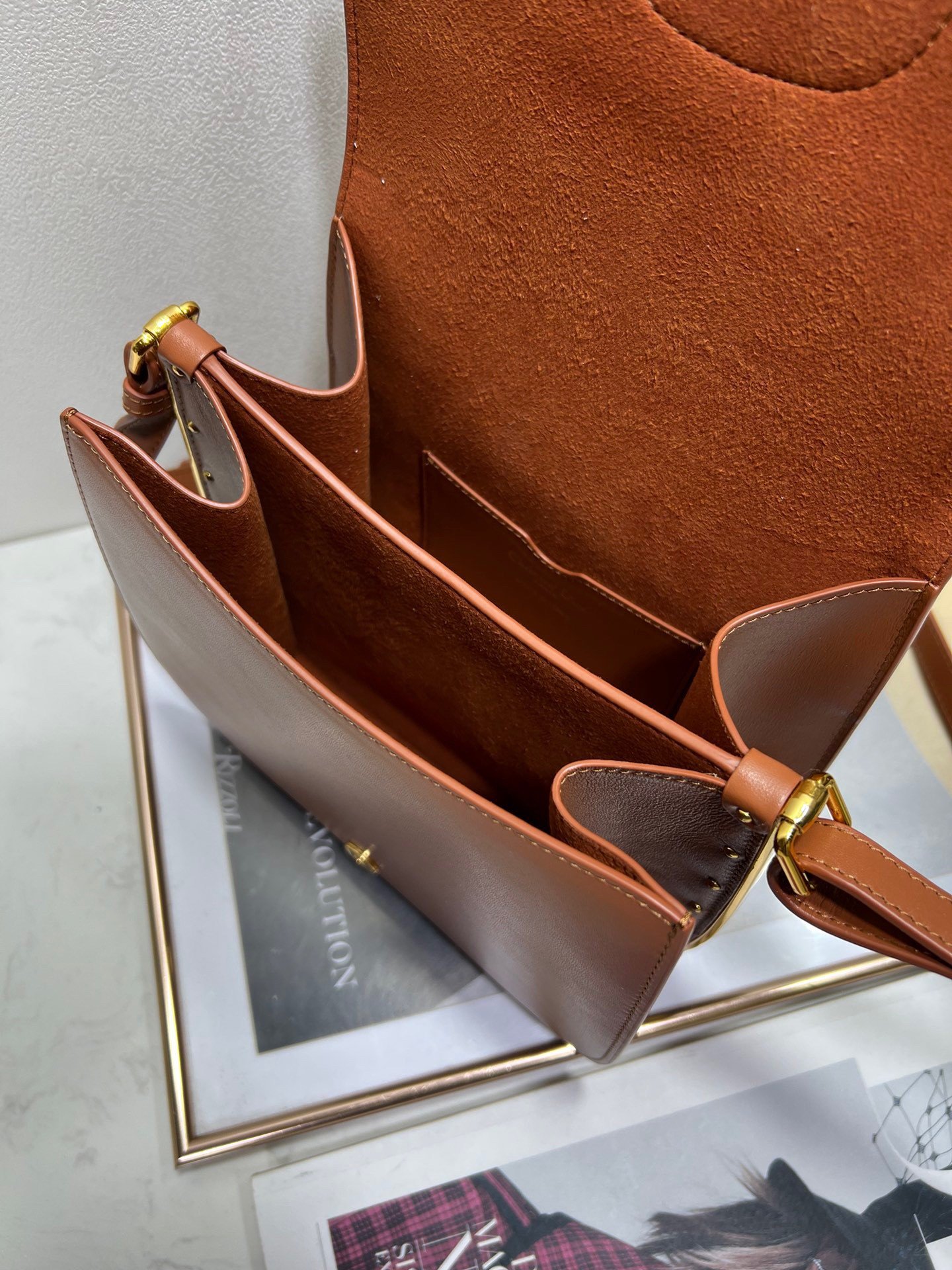 Dior Bobby Frame Bag In Brown Box Calfskin