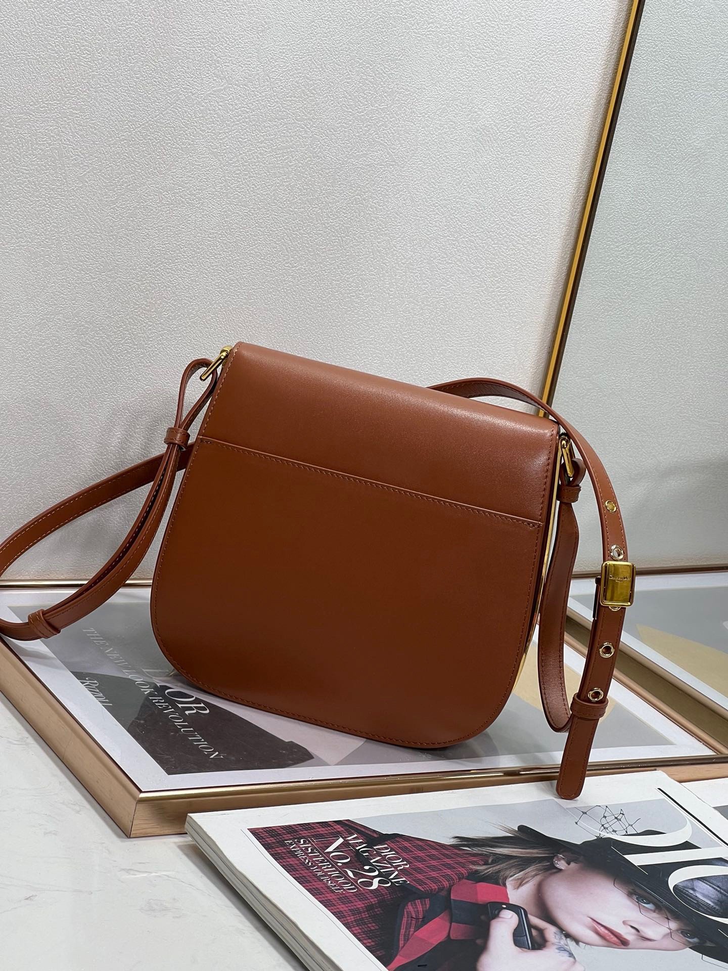 Dior Bobby Frame Bag In Brown Box Calfskin