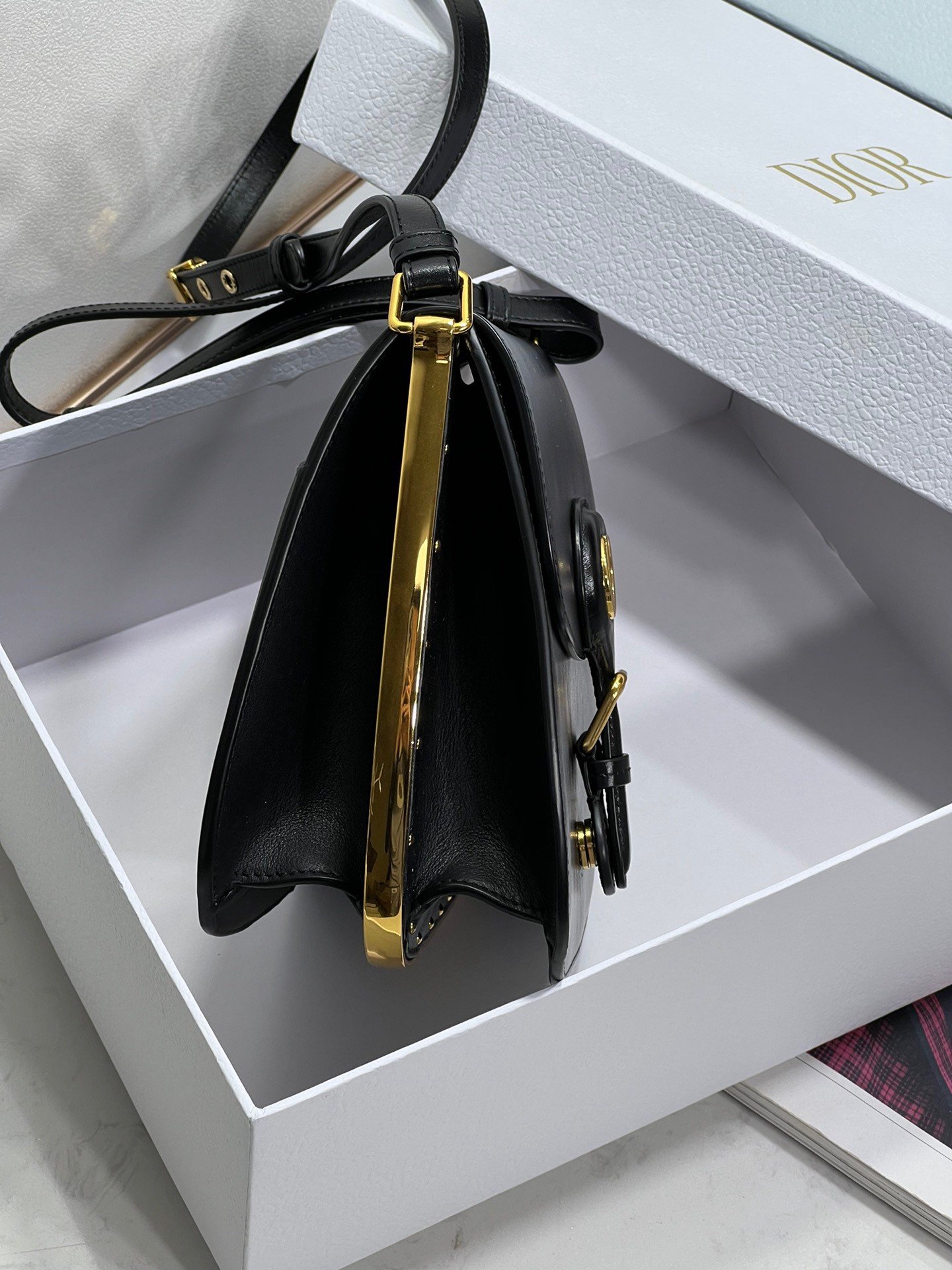 Dior Bobby Frame Bag In Black Box Calfskin