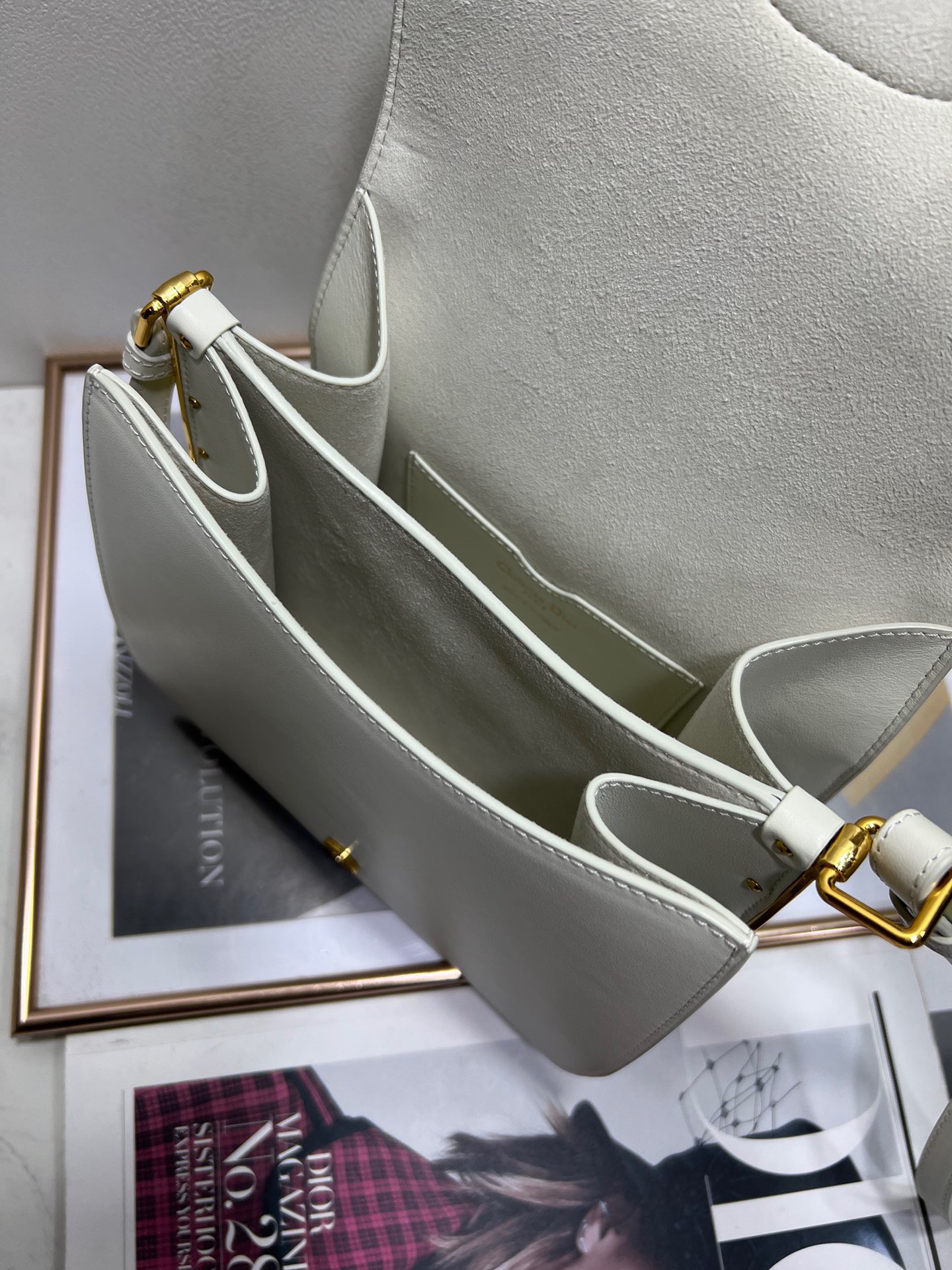 Dior Bobby Frame Bag In White Box Calfskin