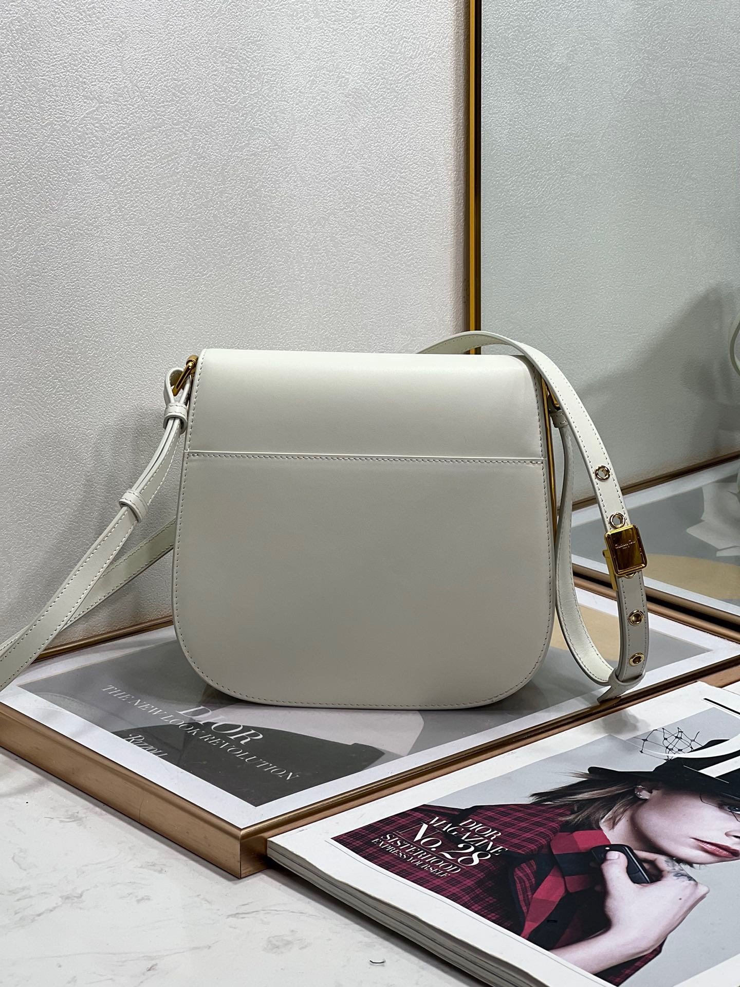 Dior Bobby Frame Bag In White Box Calfskin