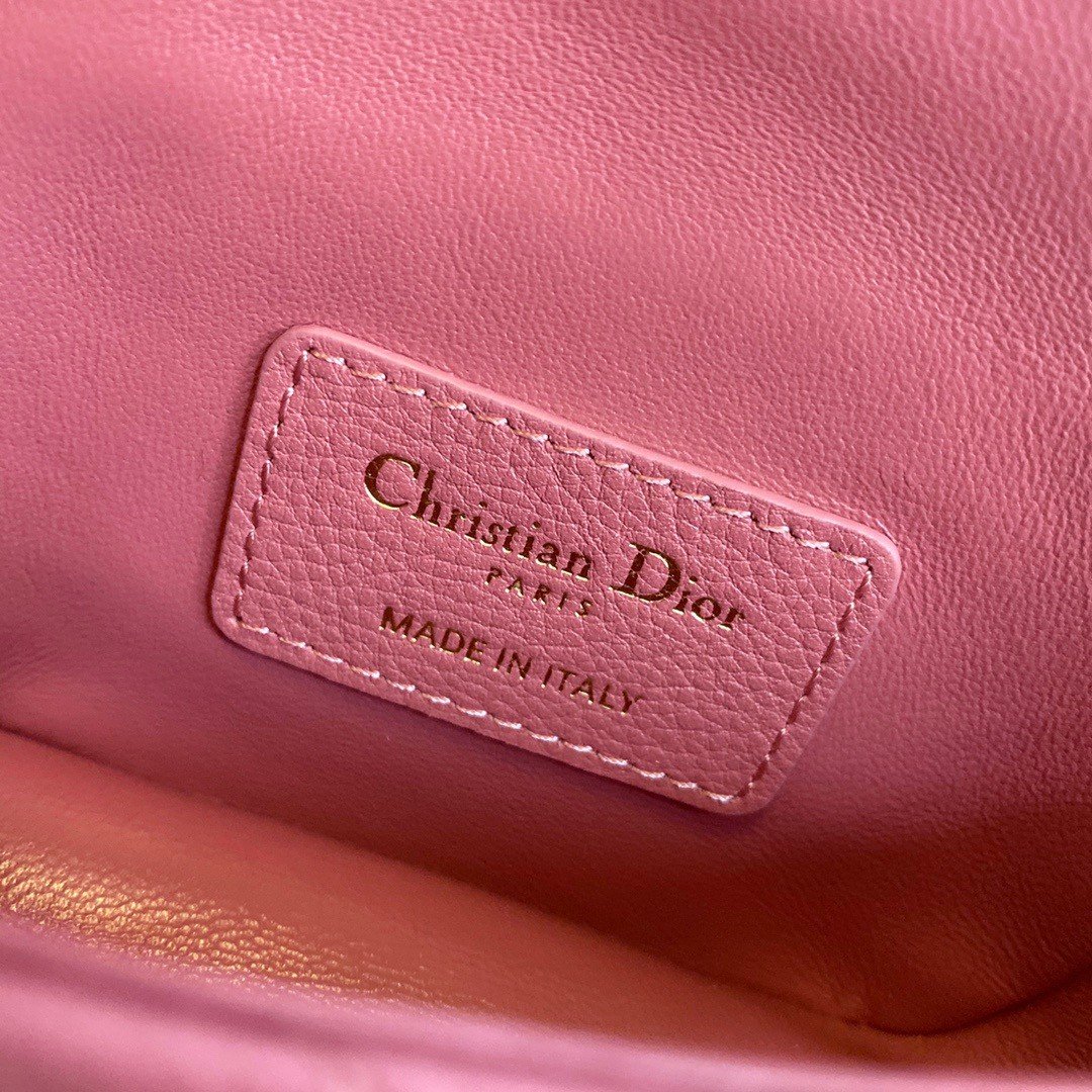 Dior Caro Micro Bag In Pink Cannage Calfskin