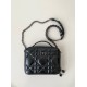 Dior Caro Box Bag with Chain in Black Macrocannage Calfskin