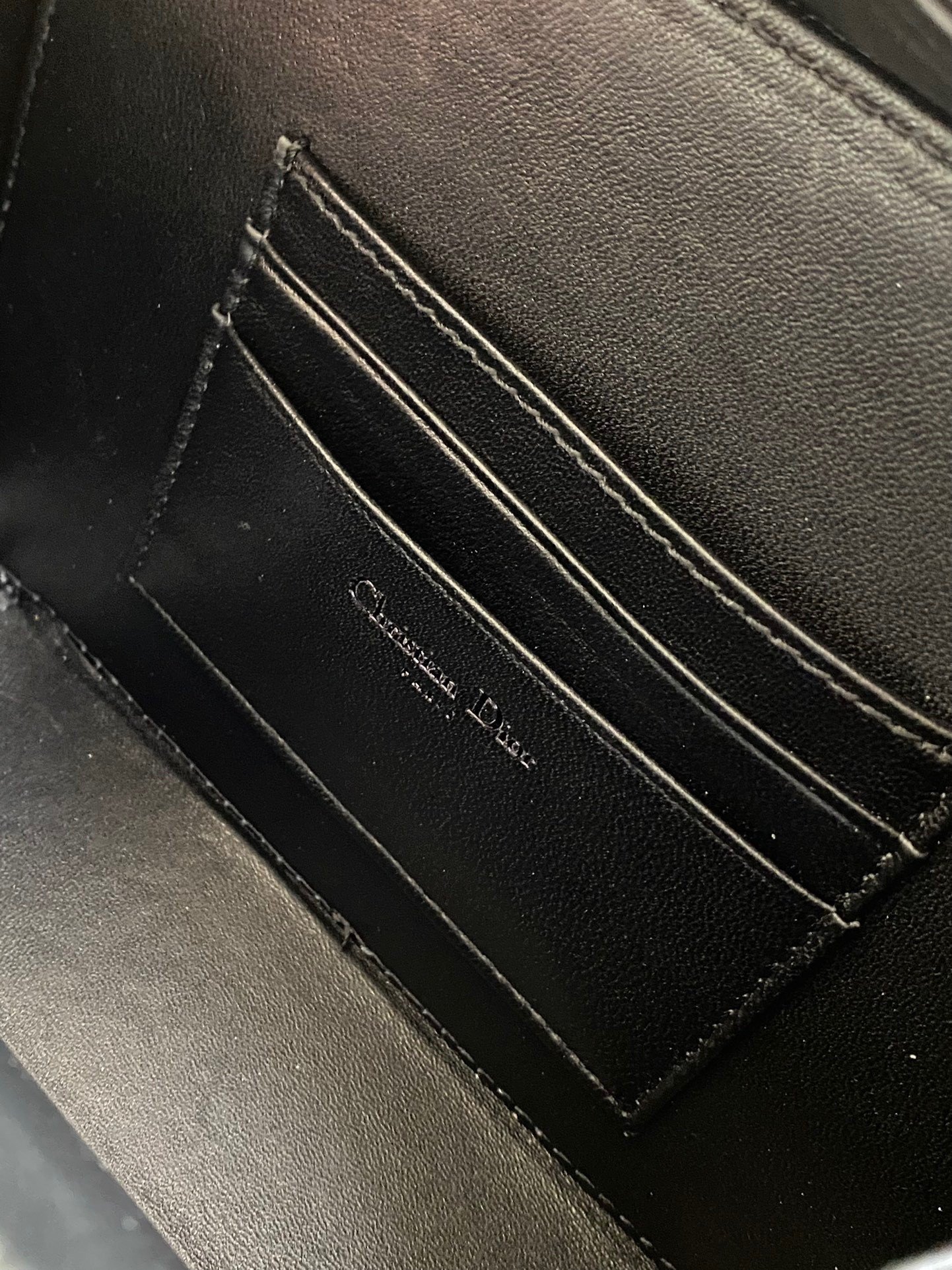 Dior Caro Box Bag with Chain in Black Macrocannage Calfskin