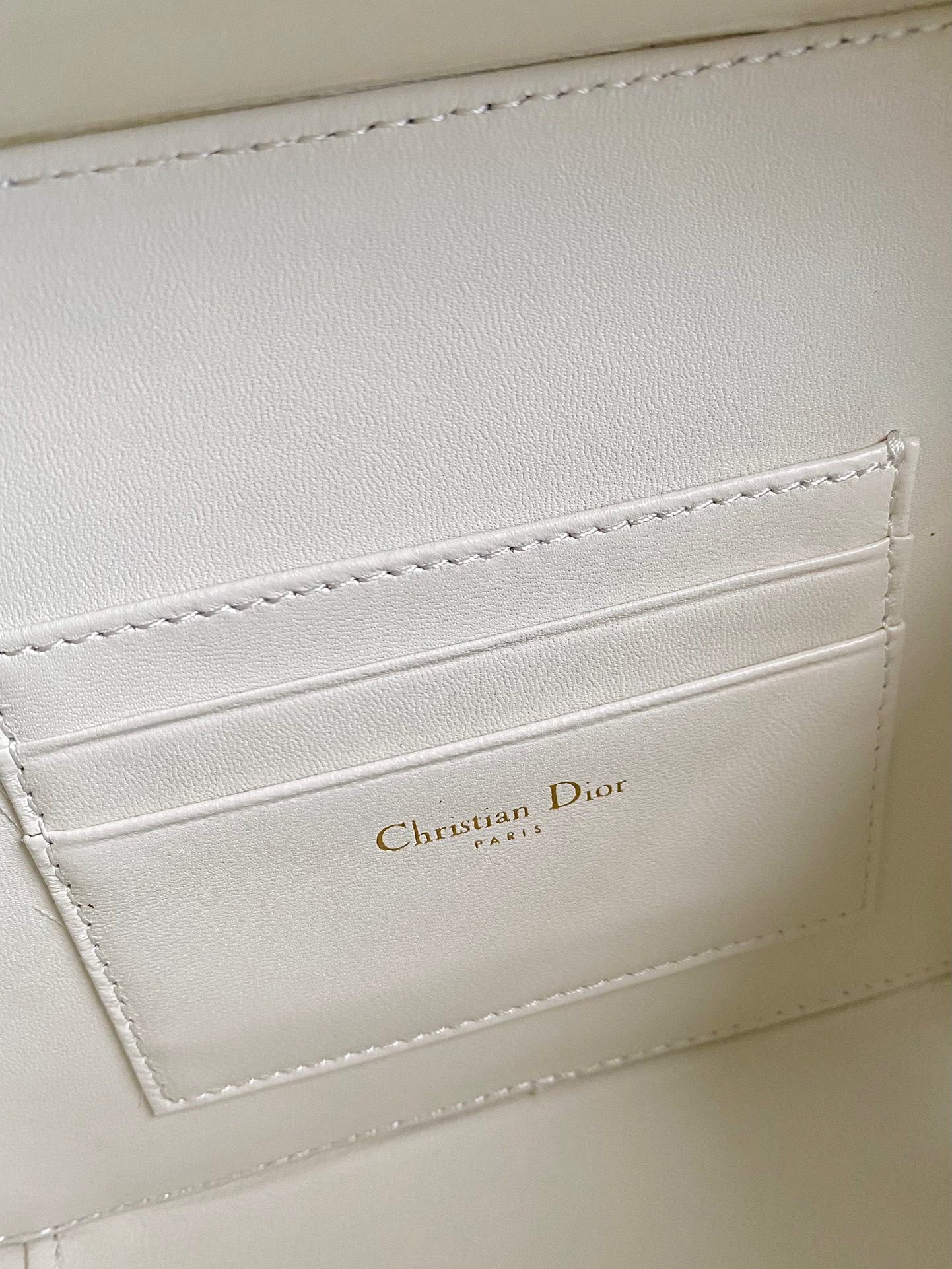 Dior Caro Box Bag with Chain in White Macrocannage Calfskin