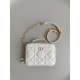 Dior Caro Box Bag with Chain in White Macrocannage Calfskin