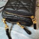 Dior Caro Double Pouch In Black Cannage Calfskin