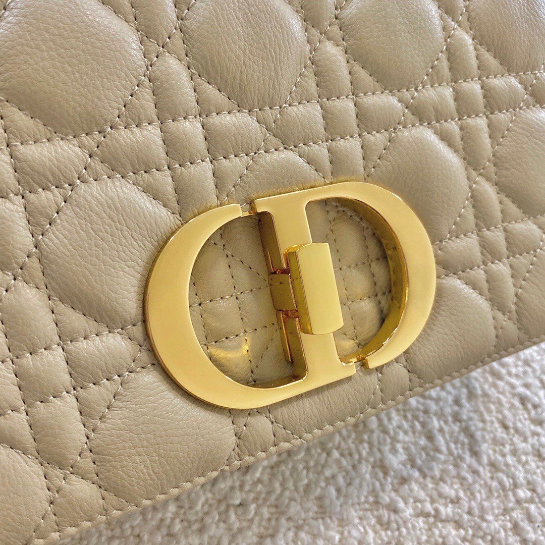 Dior Caro Small Bag In Beige Cannage Calfskin