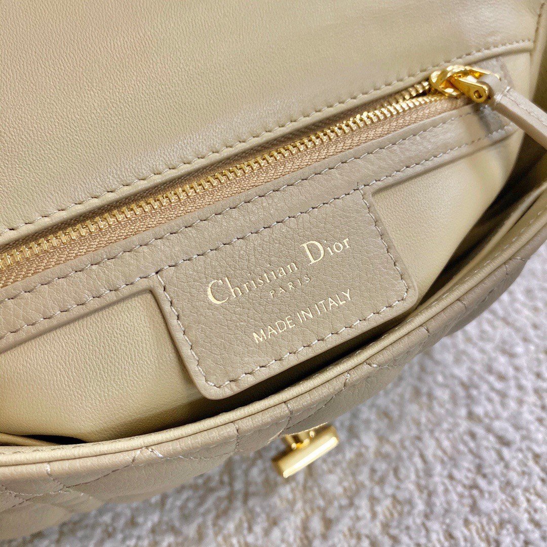 Dior Caro Small Bag In Beige Cannage Calfskin