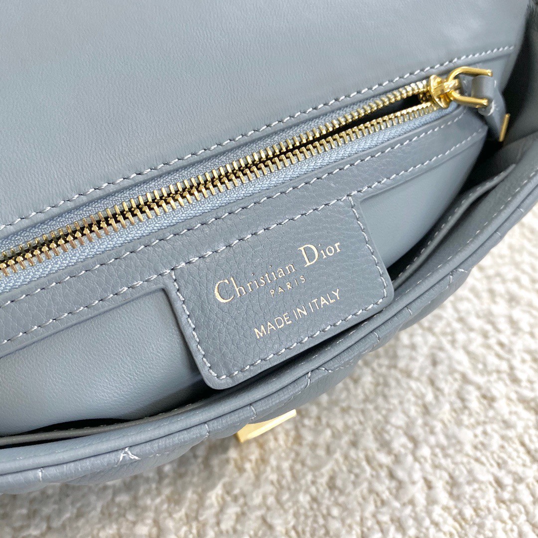 Dior Caro Small Bag In Cloud Blue Cannage Calfskin