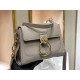 Chloe Mini Tess Day Bag In Grey Grained Leather