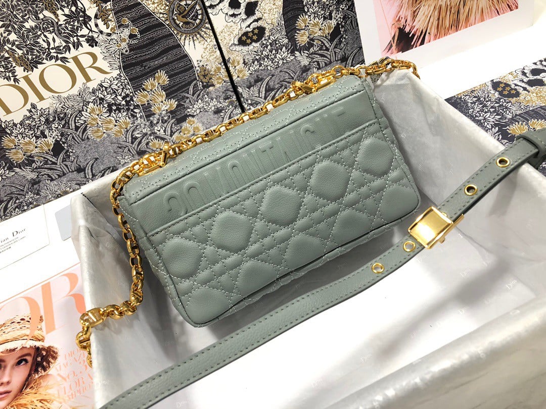 Dior Caro Small Bag In Grey Cannage Calfskin